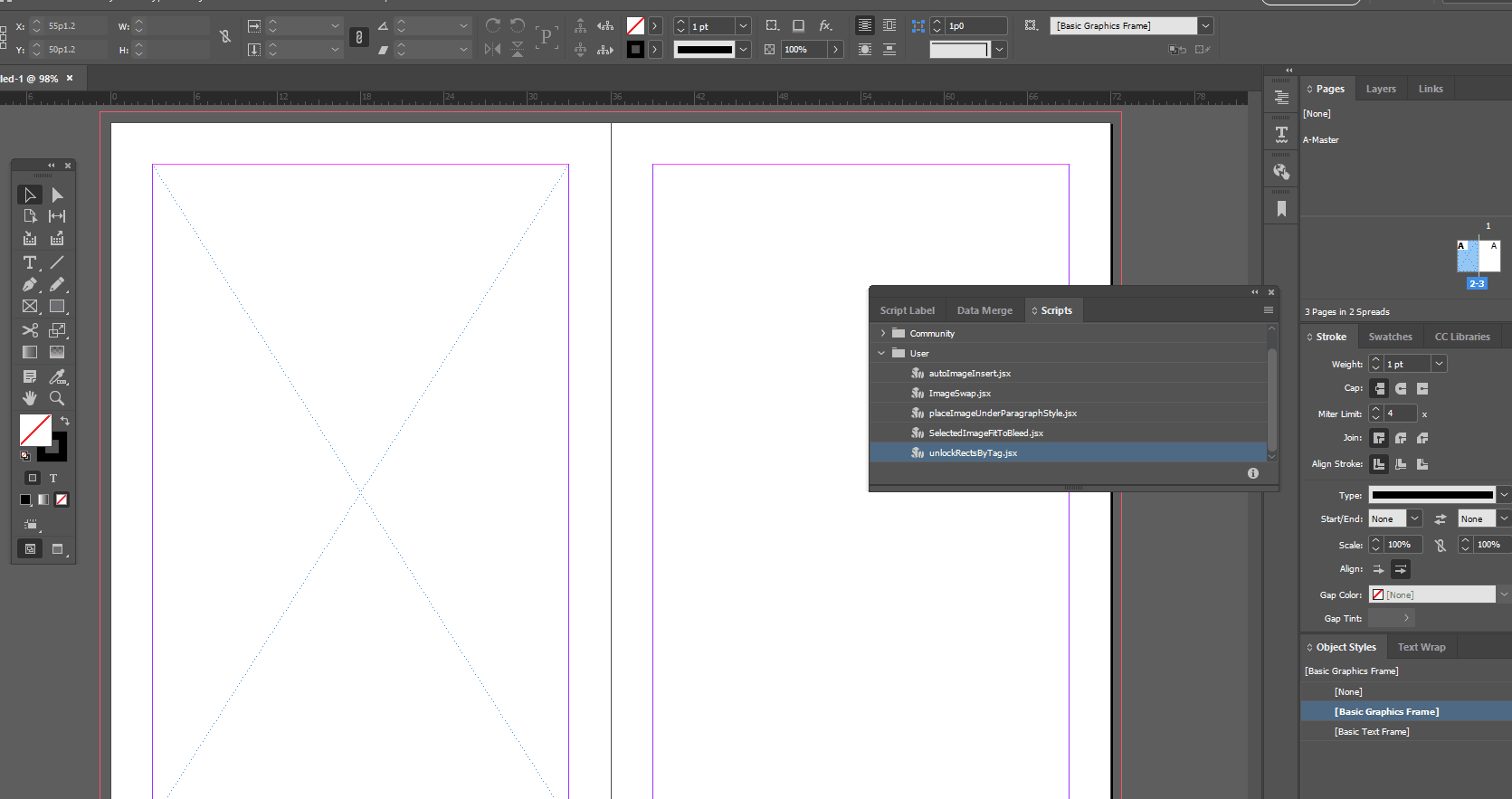 Running the script from InDesign Scripts panel